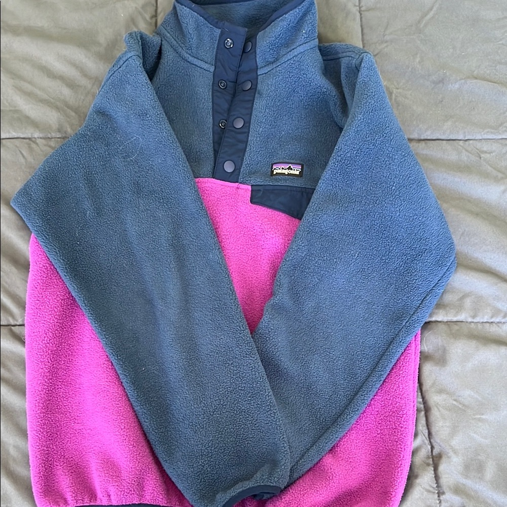 Girls size 12 Patagonia Synchilla blue and purple fleece.